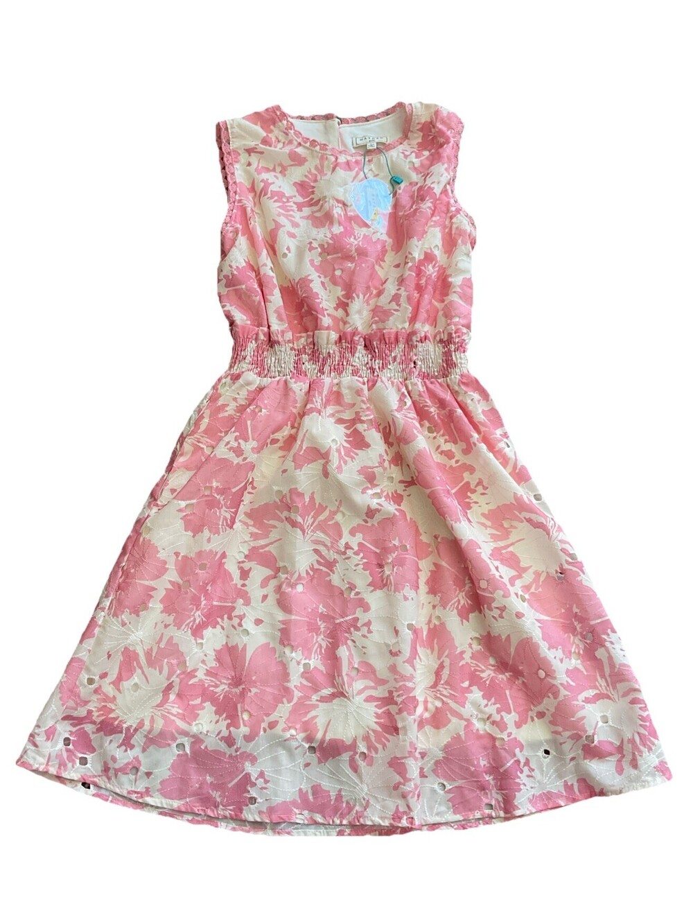 Hayden Girls Sleeveless Pink And White Florae Pattern Dress Size Large New W/Tag